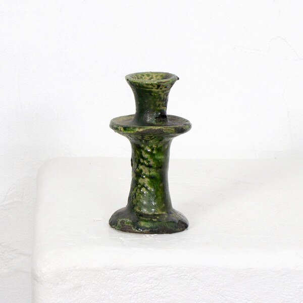 Green Pottery Candle Stick
